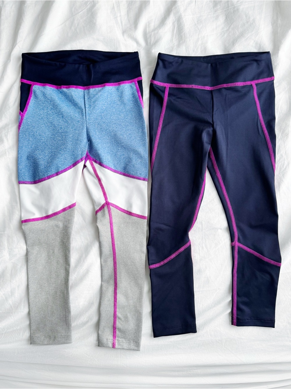 Crewcuts Girls Navy and Multi-Color Active Leggings Size 5 (set of 2)